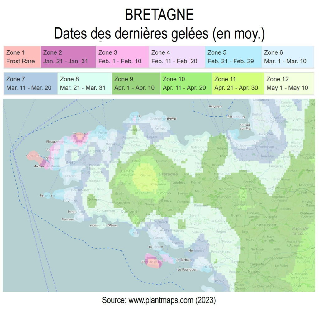 Dates des dernières gelées en Bretagne